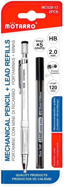 120 Pieces 2.0mm Mechanical Pencils (14.5cm with 120mm Lead for Writing & Drawing)
