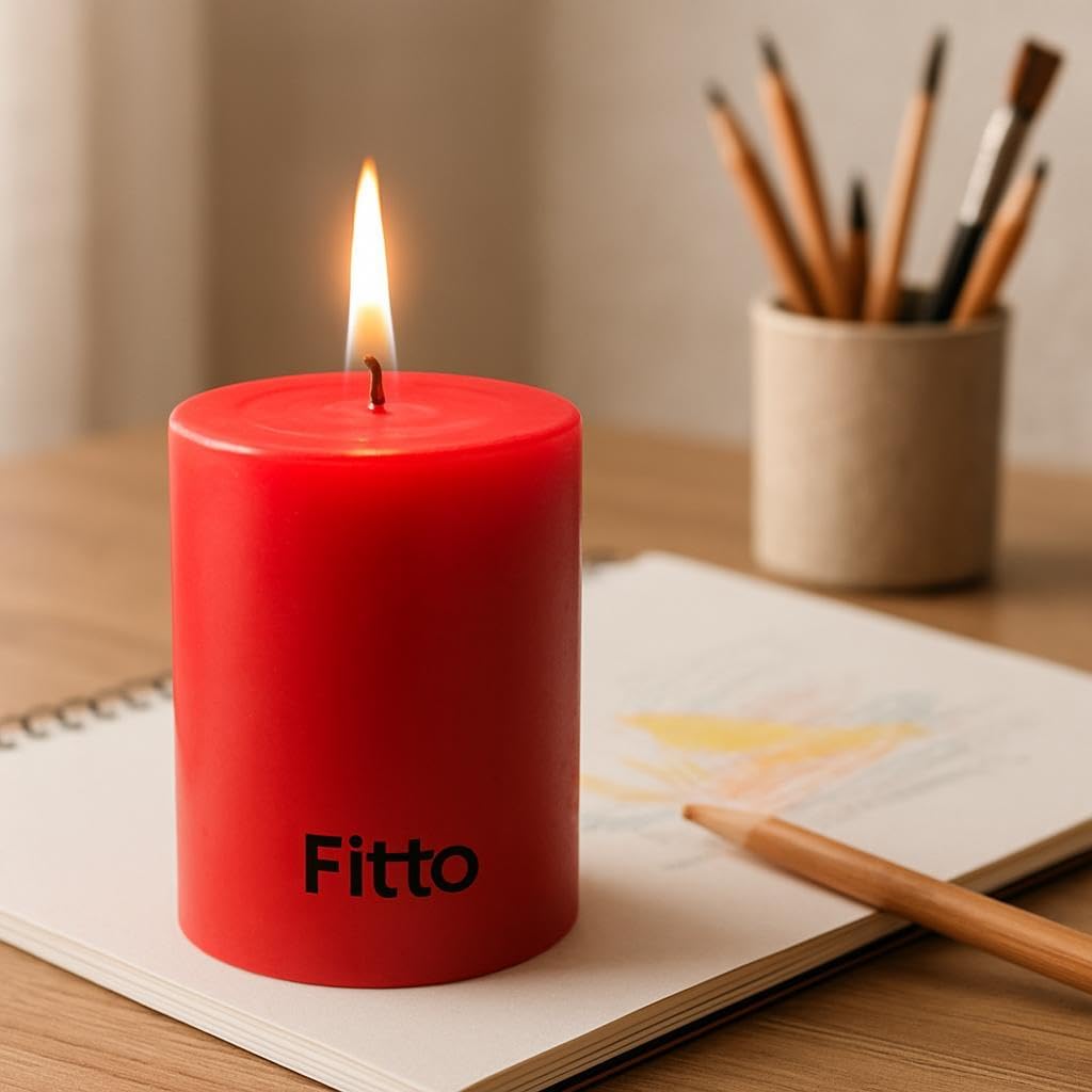 120 Pieces Pillar Candle Red 3 Piece Set | Unscented Home Decors (Wedding – Event & Relaxation Candles 4x5CM – Smokeless Long Burning)