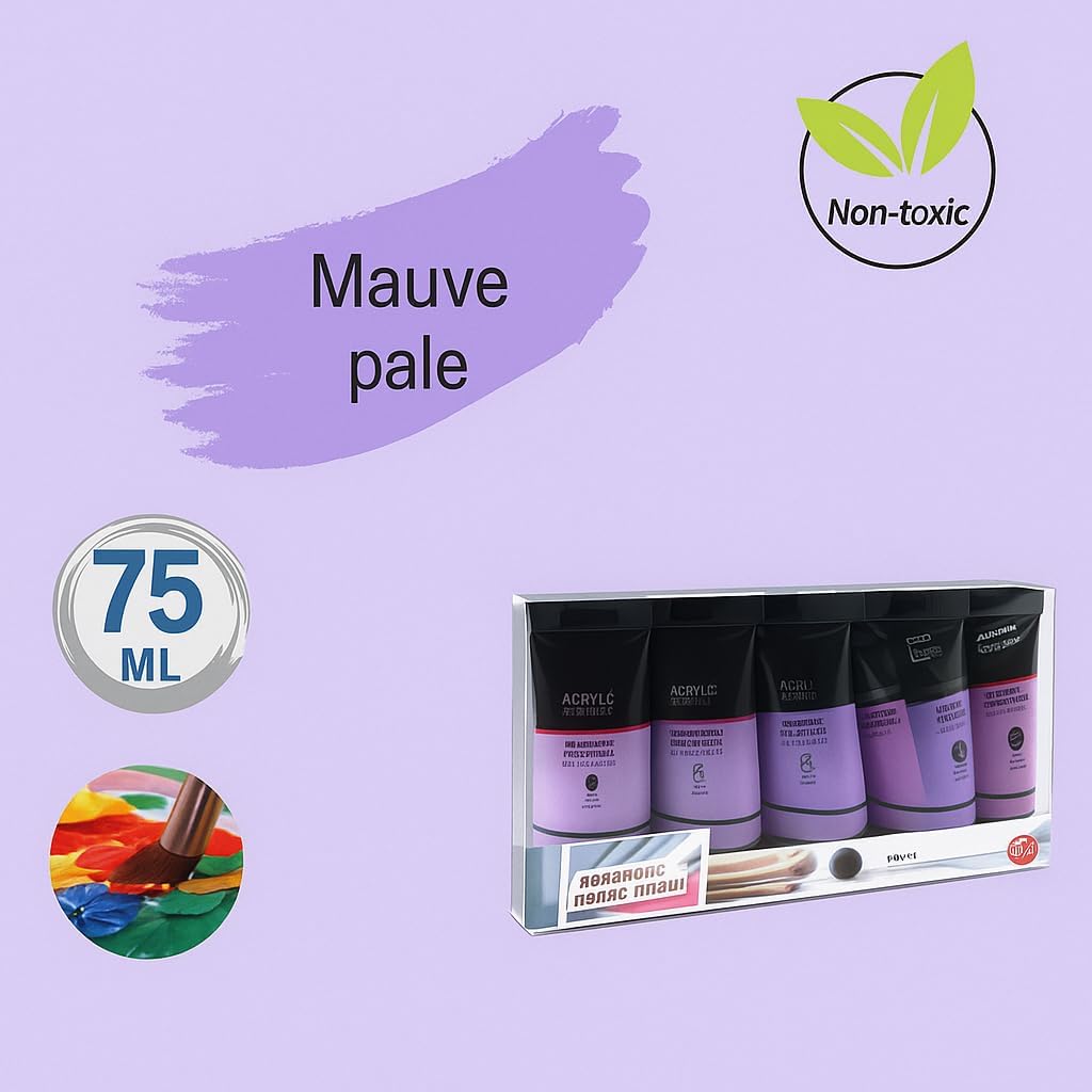 120 Pieces Acrylic Paints (75ml Mouve Pale for Artists – Canvas – Crafts – and DIY Projects)
