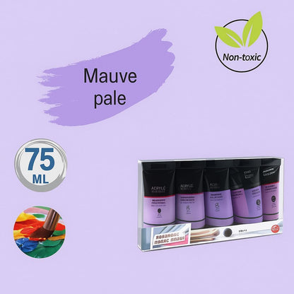 Acrylic Paint 75ml Mouve Pale for Artists, Canvas, Crafts, and DIY Projects