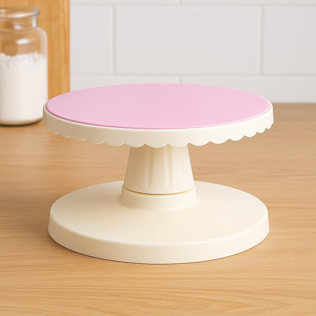 72 Pieces Pink and White Rotating Cake Stand - 360° Rotating Cake Turntables for Decorating (Frosting – and Display - Non-Slip – Easy-Clean Surface - Ideal for Cakes – Cupcakes – Desserts – Baking Enthusiasts)