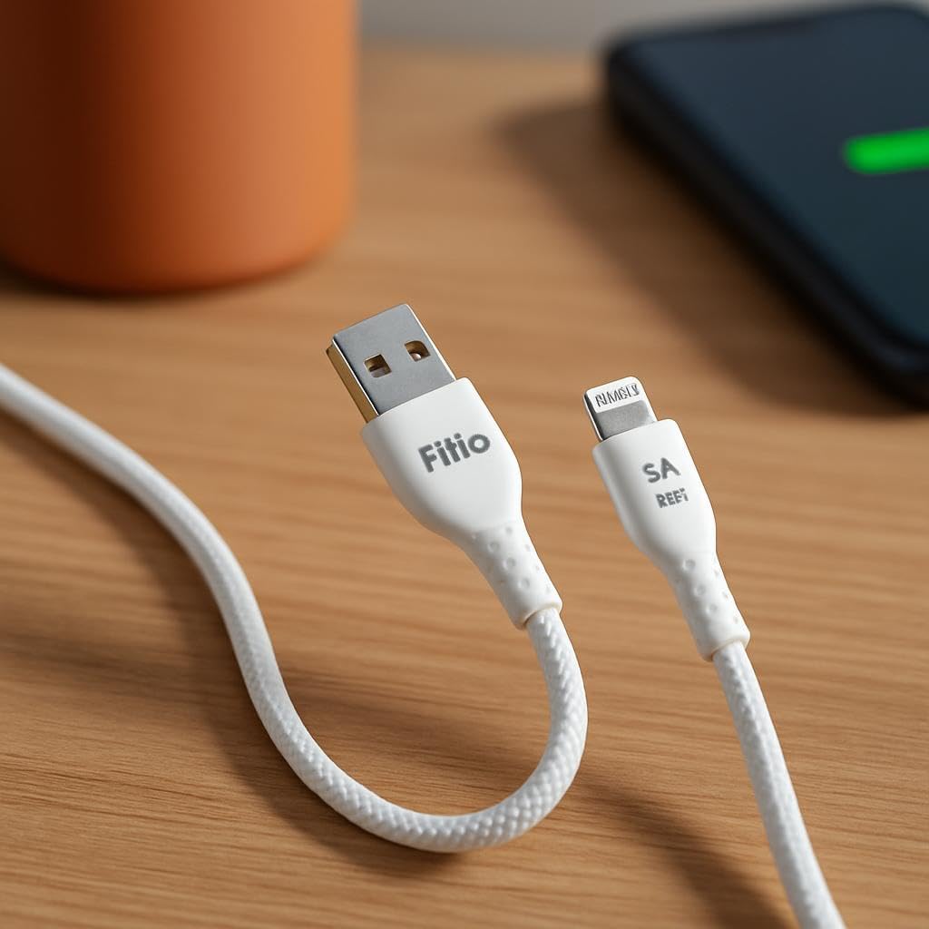 96 Pieces USB to Lightning Charging Cables (3 Amp – 2 Meter Length – White)