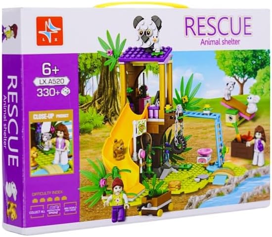 Rescue Animal Shelter Building Set | 330+ Pieces | Creative STEM Toy for Kids | Build Animal Rescue Shelter, Shelter Accessories, and More | Fun, Educational & Safe for Ages 6+