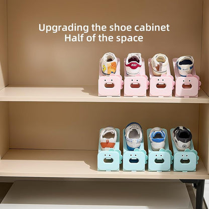 Compact Trapezoidal Shoe Rack – Blue & Pink – Lightweight Design