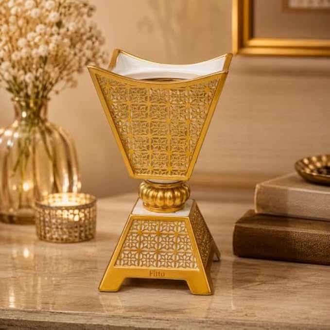 96 Pieces Incense Burner Decorative Gold Bakhoor Holders for Home Fragrance (Metal Aroma Burner with Lattice Design and Stable Base)