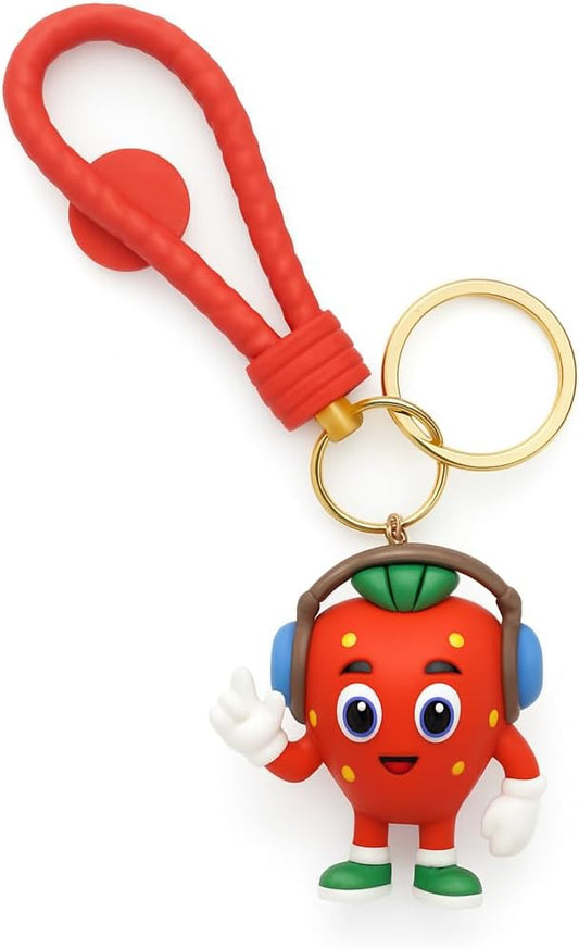 Apple Fruit 3D Doll Car Keychain - Red