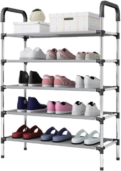 5-Tier Shoe Rack Storage Stand - Durable Iron Construction with PP Connectors, Space-Saving Organizer for Shoes, Boots, and More