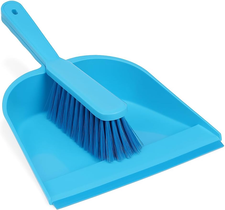 Dustpan and Brush Set - High-Quality Plastic, Ergonomic Handle, Lightweight, Compact Design for Efficient Cleaning - Indoor & Outdoor Use, Ideal for Home, Office, Garage, and Car