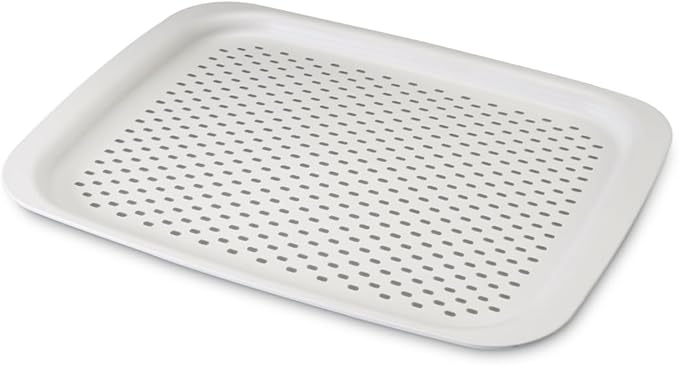 Fitto White Tray with Drainage – Multi-Functional Kitchen Organizer for Food Prep, Serving, and Storage – Durable Plastic Tray for Home and Kitchen Use