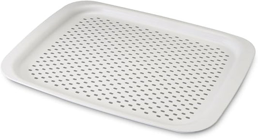 Fitto White Tray with Drainage – Multi-Functional Kitchen Organizer for Food Prep, Serving, and Storage – Durable Plastic Tray for Home and Kitchen Use