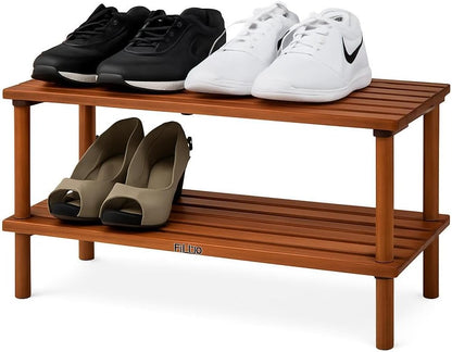 Wooden Shoe Rack 2 Layer, Coffee Brown, 74x26x29.5cm