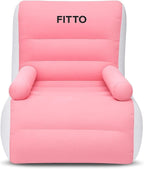 48 Pieces Indoor & Outdoor Inflatable Deluxe Lounge Chairs with Armrest (Soft Plush Fabric Seating – Ideal for Home – Camping – Gaming – Picnics – Festivals (Pink))