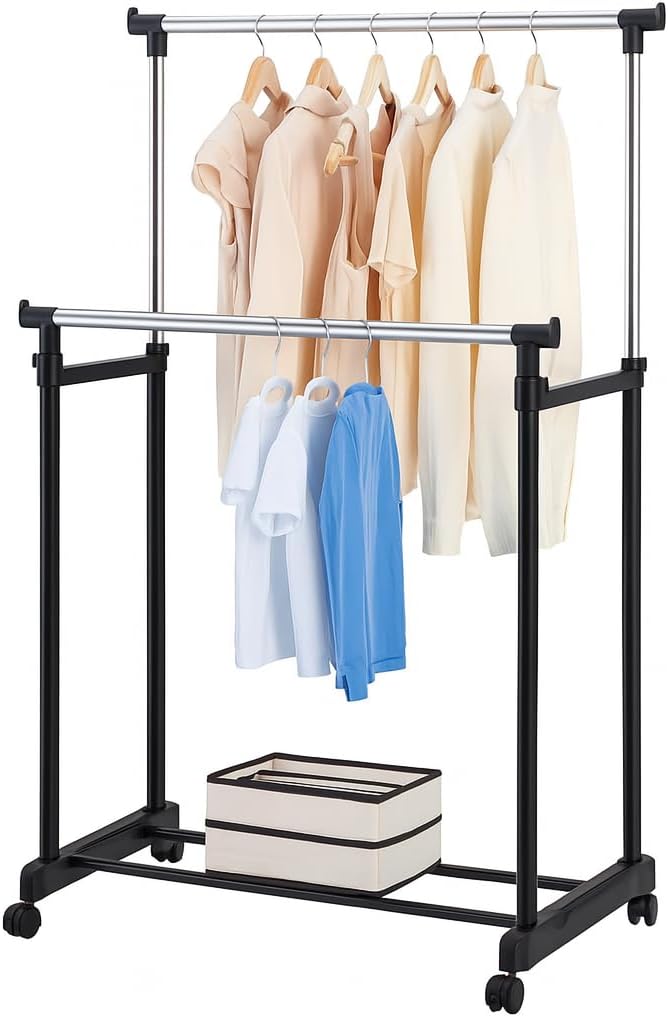 72 Pieces Clothes Drying Foldable Stand - Adjustable & Space-Savings (Black – Portable Laundry Rack for Indoor & Outdoor Use)