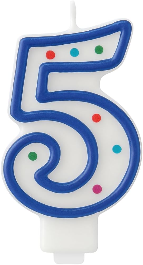 Birthday Candle – Number 5 Cake Candle for Birthday Party, Birthday Decor, Party Supplies, Event Favor