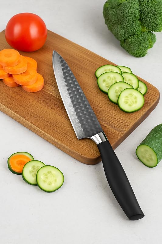 Stainless Steel Kitchen Knife with Black Handle, Sharp Chef's Knife for Home Cooking