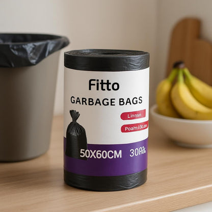 30 Black Garbage Bags, 35 Gallon, 50x60cm Size for Home and Office Use