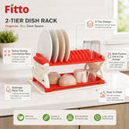 72 Pieces 2 Tier Dish Racks with Drainage Base Tray for Plates Bowls Cups and Kitchen Counter Storage