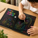 120 Pieces Rainbow Scratch Paper Art Sets (10 Black Scratch Sheets 20 x 28 cm with Wooden Stylus – Spiral-Bound Creative Drawing Pad for Art – Doodling and Crafts)