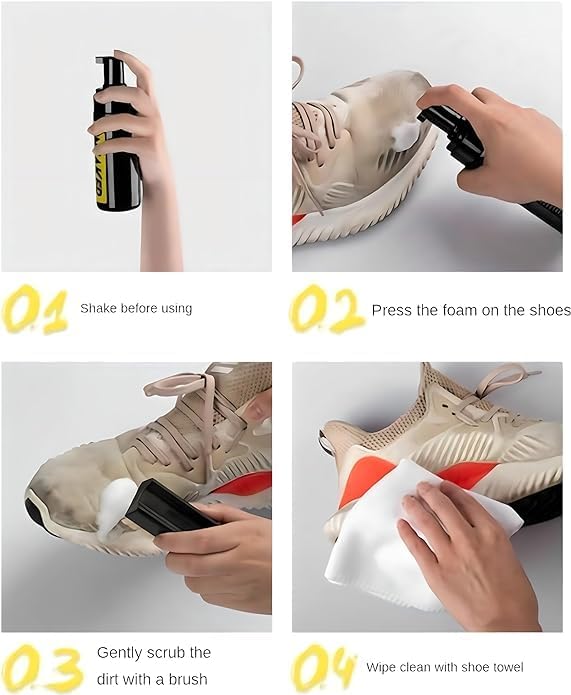 Shoe Cleaner Kit with Towel and Brush - Multi-Surface Shoe Cleaner for Leather, Suede, Canvas & Sneakers - Deep Cleans, Restores Shine, Removes Dirt & Stains - Gentle & Effective Shoe Care
