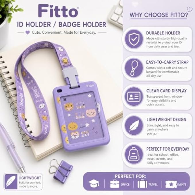 144 Pieces ID Badge Holders with Printed Lanyard (Clear Vertical Card Window for School – Office – Travel and Events – Assorted Colors)