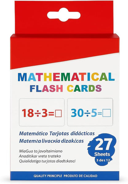 27 Sheets Division Flash Cards with Marker – 11.7x7.8cm Math Learning Tool