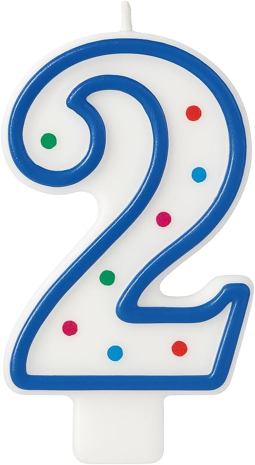 Birthday Candle Number 2 - Birthday Party Decor, Number Candle, Kids & Adult Celebration Candle, UAE Party Accessory