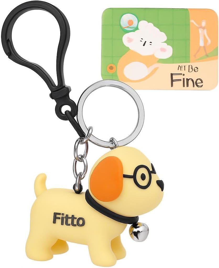 96 Pieces Silicone Keychain - Funny Dogs with Glasses (Yellow)