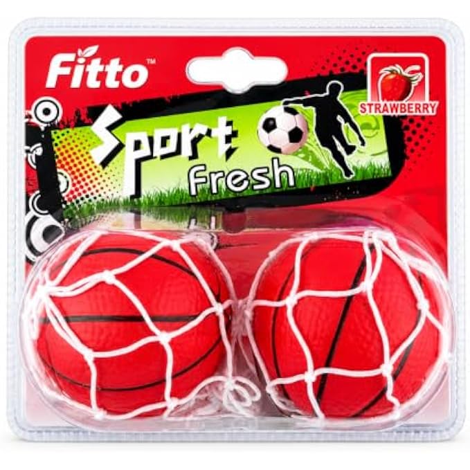96 Pieces Basketball Car Air Fresheners (2-Piece Red Hanging Fragrance Balls with White Net Cord for Car Interior – SUV – Locker and Small Spaces)