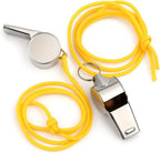 144 Pieces 2 Pieces Stainless Steel Sports Whistles with Lanyard (Super Loud Sports Whistle Crisp Sound Whistles Great for Coaches – Referees – and Official)