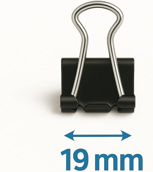 Binder Clips - Heavy Duty Metal Clamps for Organizing Papers, Files, Office Supplies, and Schoolwork - Durable, Reusable, Ideal for Home, Office, and Classroom Use (12Pcs 19mm, Black)