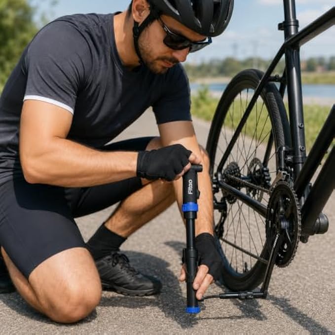 96 Pieces Mini Bike Pumps (Portable High-Pressure Bicycle Pump up to 120 PSI / 8 Bar with T-Handle and Frame Mount – Presta and Schrader Compatible – Black and Blue)