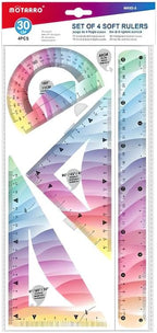 96 Pieces Set of Soft Rulers 4 PC - Scales (Protractor – Triangle – Ruler 30 CM for School and Office Use)