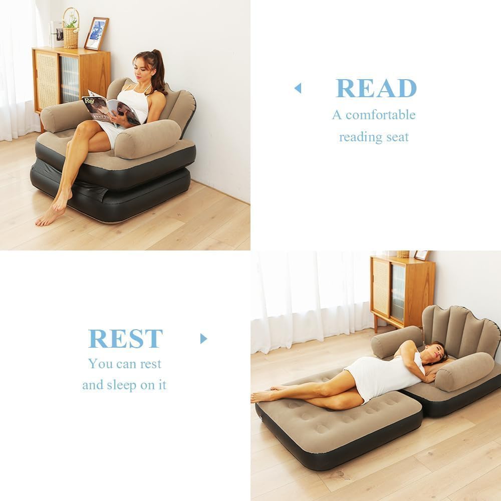 48 Pieces 5-in-1 Inflatable Sofa Beds (Portable Inflatable Couch – Lazy Sofa for Adults – Quick Inflate – Foldable – Comfortable Air-Filled Lounge Chair for Indoor & Outdoor Use)