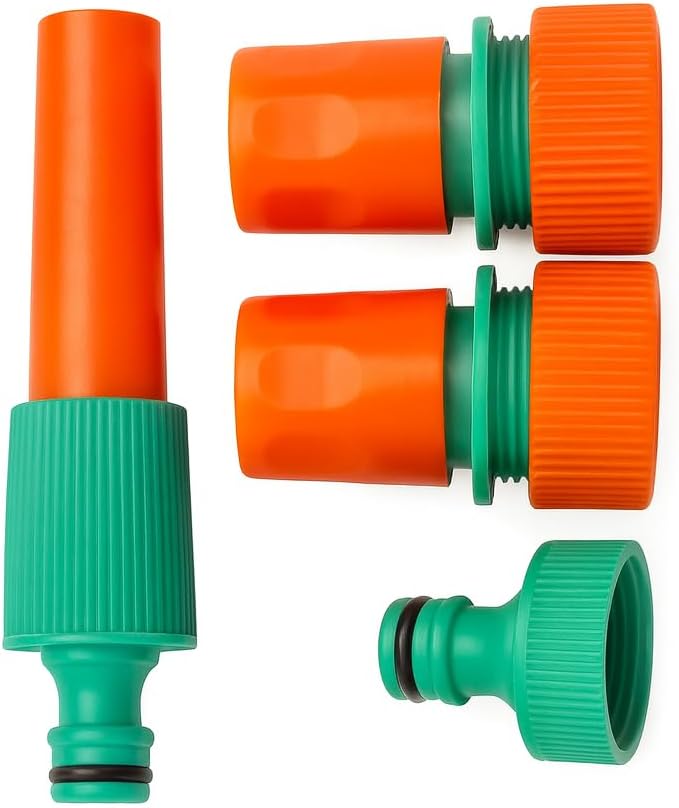96 Pieces 3/4 Hose Nozzle Sets with 3 Interchangeable Connectors - Orange & Green