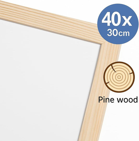 White Board 30cm x 40cm with Wooden Frame for Home, Office, School, Dry Erase Board