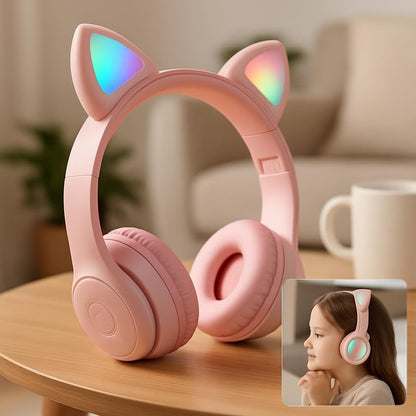 LED Kitten Kids Cat Bluetooth Headset - Rechargeable, Pink
