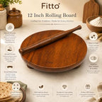 72 Pieces Wooden Rolling Board and Rolling Pin Sets (12 Inch Round Chakla Belan Set for Roti Chapati Paratha Pizza Pastry Dough – Smooth Natural Wood – Brown)