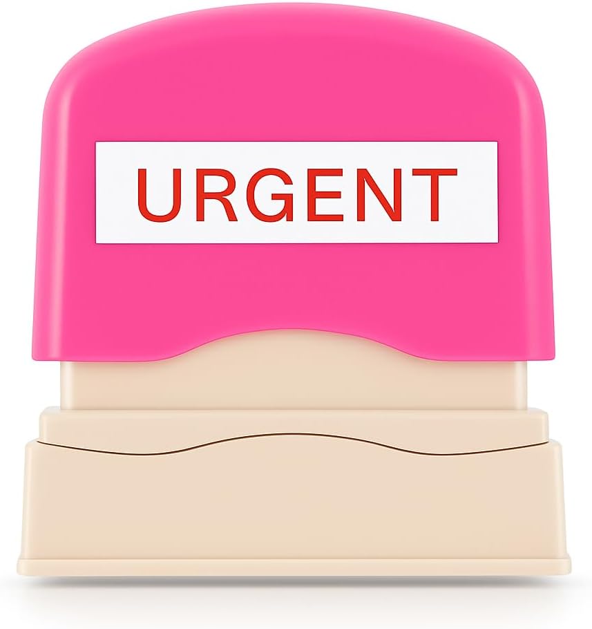 Urgent Stamp 6.5cm Pink Cover for Quick Office & Mail Use
