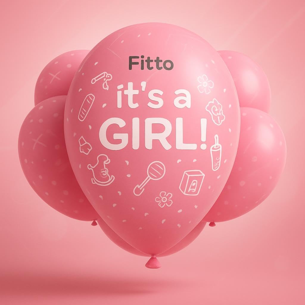 It's a Girl Balloons 12 Inch 12 Pcs Per Card - Baby Shower, Birthday, Gender Reveal Decor