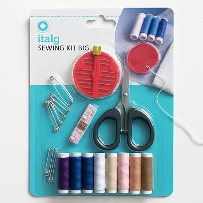 Large Sewing Kit with Scissors - Portable Travel Sewing Set with Threads, Needles, Buttons, Thimble, Tape Measure, Pins, Emergency Repair Kit