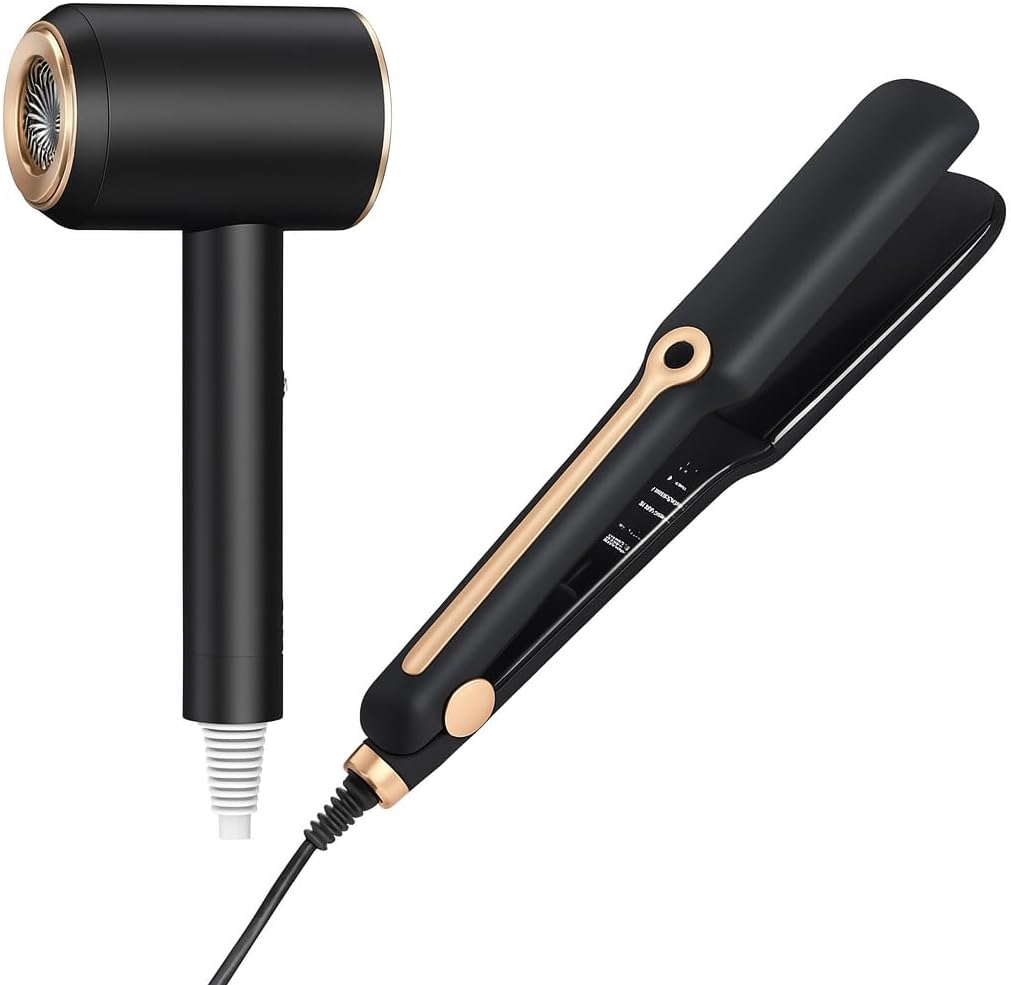 60 Pieces Hair Dryer Instant Dryer + Hair Straighteners (1200W – 2-in-1 Professional Blow Dryer & Hair Straightening Comb for Frizz-Free – Silky – and Smooth Hair – Fast Drying & Styling – Salon Quality)