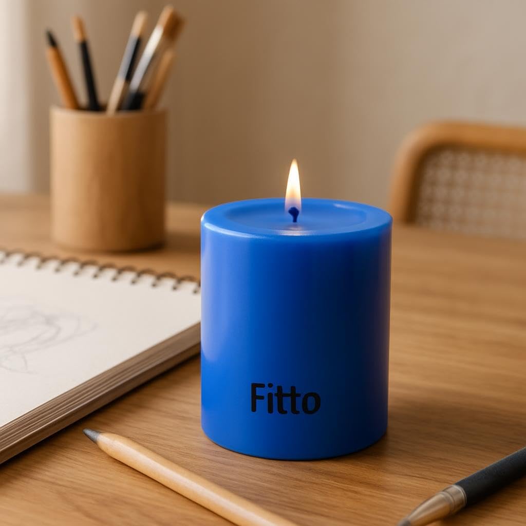 Blue Pillar Candle Unscented 5x5cm Long Burning, Smokeless White Wax Candle for Home Decor, Weddings & Events – Centerpiece, Relaxation, Home Décor, Wedding Decoration