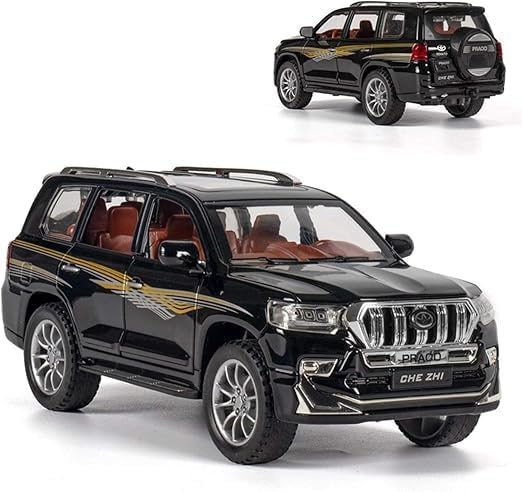72 Pieces 1:32 Scale Mitsubishi Pajero SUV Metal Car Toys with Sound & Light for Children (Black – Die-cast Toy Car – Realistic Features – Durable – Perfect for Kids – Gift for Boys and Girls)