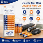 120 Pieces AAA Heavy Duty Batteries (12-Pack 300 mAh Carbon Zinc Batteries for Remote Controls – Clocks – Flashlights and Wireless Mice)