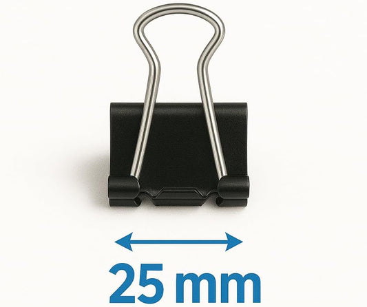 Binder Clips - Heavy Duty Metal Clamps for Organizing Papers, Files, Office Supplies, and Schoolwork - Durable, Reusable, Ideal for Home, Office, and Classroom Use (12Pcs 25mm, Black)