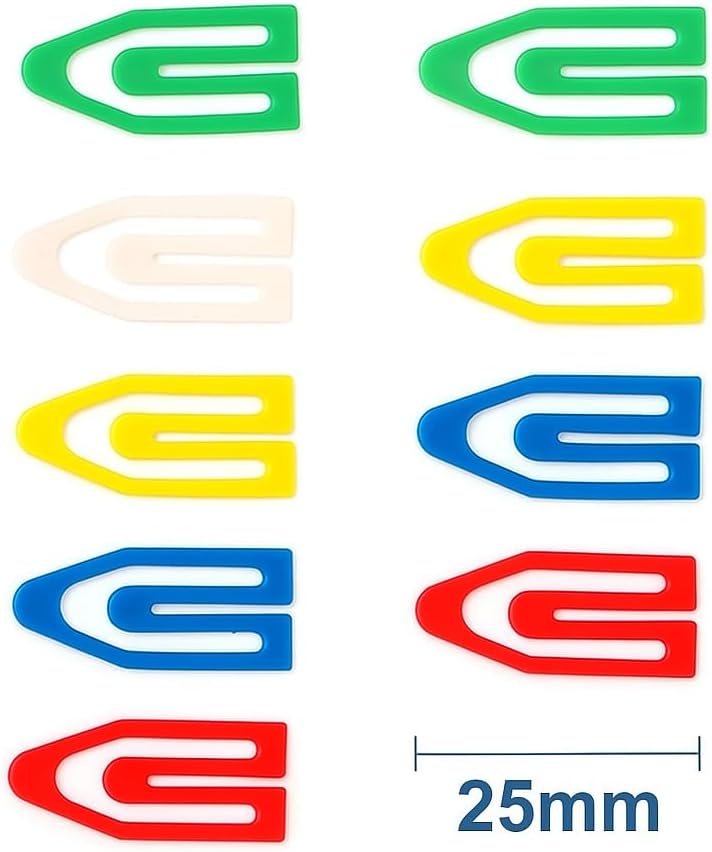 11 Pieces Plastic Coated Paper Clips 15x50mm Assorted Colors