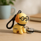 96 Pieces Silicone Keychain - Funny Dogs with Glasses (Yellow)