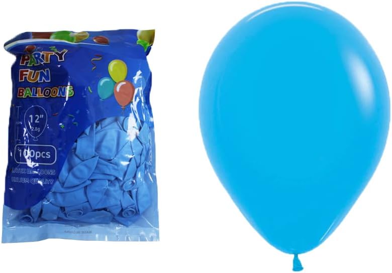 Latex Party Balloons 100 Pcs 12 Inch Light Blue - Wedding, Birthday & Special Occasion Decor
