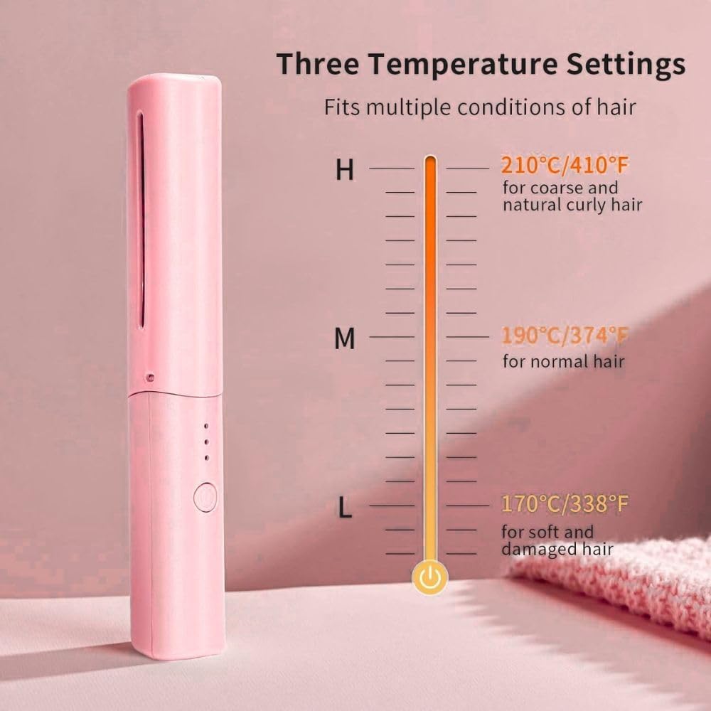 96 Pieces Mini Hair Straightener Brushes (Portable Cordless Rechargeable with Negative Ions – 3 Temperature Settings – Perfect for All Hair Types – Quick Styling On-the-Go)