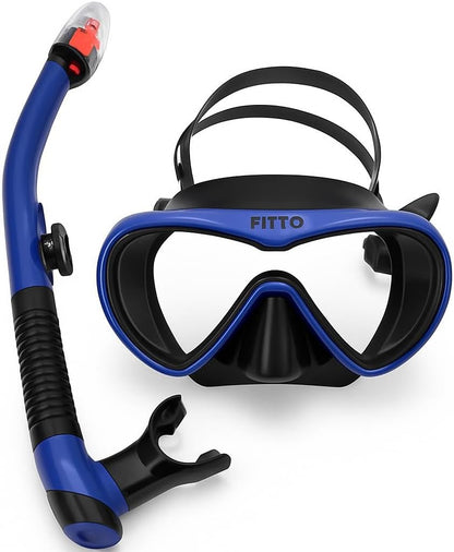 Anti Fog Diving Mask Snorkel Set – Swimming Goggles & Scuba Snorkel Dark Blue – Diving, Underwater, Swim Gear